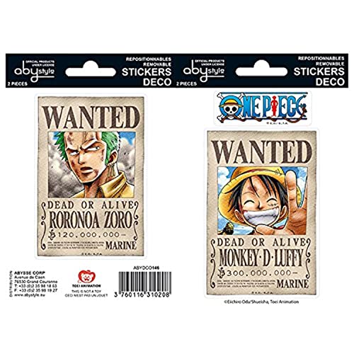 ABYstyle - ONE PIECE - Stickers - 16x11cm- Wanted Luffy / Zoro von ABYSTYLE