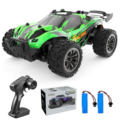 ACAMMZAR AT3 Ferngesteuertes Auto für Jungen 2WD 2.4GHz 60+min Laufzeit mit 2 Batterien, Offroad Elektrisches Spielzeugauto mit LED Lichtern Geschenk für 6 7 8 jährige Kinder Erwachsene von ACAMMZAR