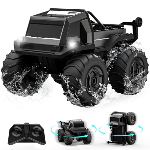 ACAMMZAR Amphibisches Ferngesteuertes Auto für Kinder, 1:16 4WD RC MonsterTruck Off-Road Indoor & Outdoor, 60Min+ Spielzeit, mit Licht, Stunt, 360° Spin, DIY für 4 5 6 7 8 9 Jahre oder Erwachsene von ACAMMZAR