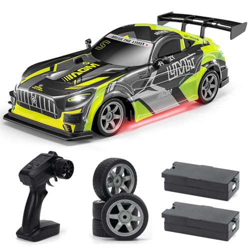 ACAMMZAR Ferngesteuertes Auto, 1:16 25KM/H RC Drift Car, 4WD RC Auto mit LED-Leuchten, Zwei Batterien, Geschenke für ab 4,5,6,7,8 + Jahre Kinder und Erwachsene von ACAMMZAR