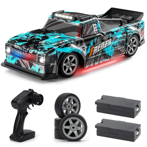 ACAMMZAR Ferngesteuertes Auto, 1:16 25KM/H RC Drift Car, 4WD RC Auto mit LED-Leuchten, Zwei Batterien, Geschenke für ab 4,5,6,7,8 + Jahre Kinder und Erwachsene von ACAMMZAR