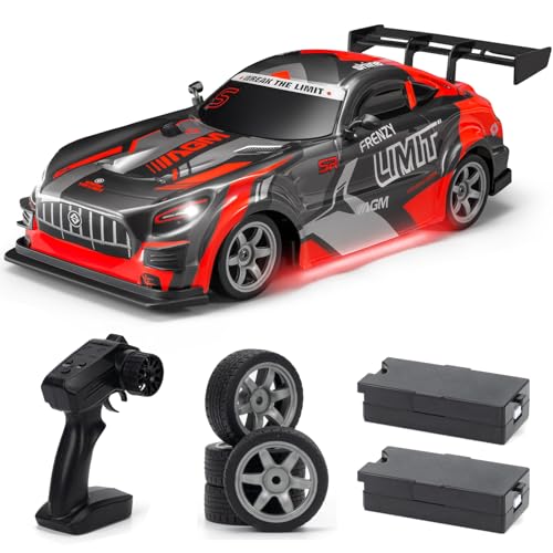 ACAMMZAR Ferngesteuertes Auto, 1:16 25KM/H RC Drift Car, 4WD RC Auto mit LED-Leuchten, Zwei Batterien, Geschenke für ab 4,5,6,7,8 + Jahre Kinder und Erwachsene von ACAMMZAR