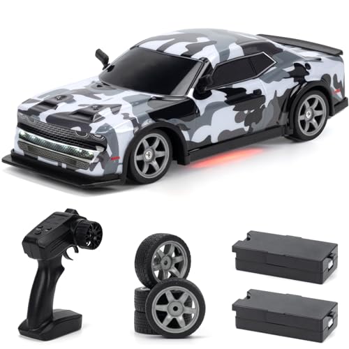 ACAMMZAR Ferngesteuertes Auto, 1:16 25KM/H RC Drift Car, 4WD RC Auto mit LED-Leuchten, Zwei Batterien, Geschenke für ab 4,5,6,7,8 + Jahre Kinder und Erwachsene von ACAMMZAR