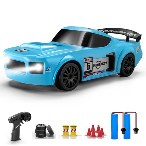 ACAMMZAR Ferngesteuertes Auto, 1:24 20KM/H RC Drift Car, 4WD RC Auto mit LED-Leuchten, Zwei Batterien, für ab 4,5,6,7,8 + Jahre Kinder und Erwachsene von ACAMMZAR