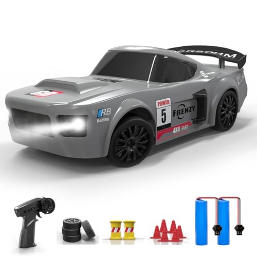 ACAMMZAR Ferngesteuertes Auto, 1:24 20KM/H RC Drift Car, 4WD RC Auto mit LED-Leuchten, Zwei Batterien, für ab 4,5,6,7,8 + Jahre Kinder und Erwachsene von ACAMMZAR