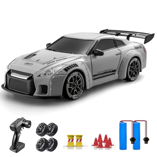 ACAMMZAR Ferngesteuertes Auto Drift, 1:24 20KM/H RC Drift Car, 4WD RC Auto mit LED-Leuchten, Zwei Batterien, für ab 4,5,6,7,8 + Jahre Kinder und Erwachsene von ACAMMZAR