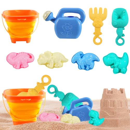 12 Stück Strandspielzeug für Kinder, Strand Sand Toys Kids Set, Spielzeuge mit Krabbe Form Klappeimer Und Ozean Geschöpf Schimmel, für Jungen und Mädchen Reise Spielzeug Zwei Farben wählbar (01) von ACAREY