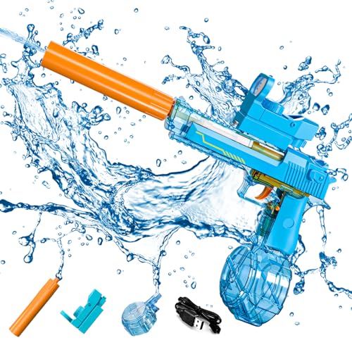 ACAREY Elektrisch Wasserpistole, Wasserpistole Spielzeug Für Kinder & Erwachsene, Wasserspritzpistole mit Groß Kapazität & Langer Reichweiter Für Party Badestrand Sommer Pool Wasserspielzeug (Blau A) von ACAREY