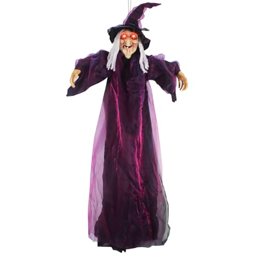 ACAREY Halloween Outdoor Animierte Hängende Hexe mit Leuchtenden Augen und Sound Gruselige Requisiten für Garten Hof und Halloween-Partys ACAREY Halloween Outdoor Animierte Hängende Hexe mit Leuchtenden Augen und Sound Gruselige Requisiten für Garten Hof und Halloween-Partys von ACAREY