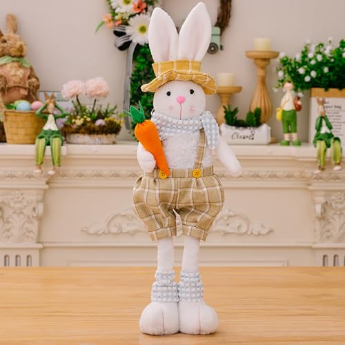 ACAREY Osterhase Figuren, Osterhase Zwerg plüschpuppe mit Stretchbeinen 44-56CM, Plüsch Osterhase Zwerg, Osterdeko Langes Bein Hase, Osterhasen Zwerg Osterhasen Puppen für Ostern und Frühling (A) von ACAREY