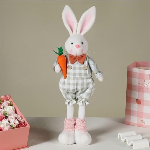 ACAREY Osterhase Figuren, Osterhase Zwerg plüschpuppe mit Stretchbeinen 44-56CM, Plüsch Osterhase Zwerg, Osterdeko Langes Bein Hase, Osterhasen Zwerg Osterhasen Puppen für Ostern und Frühling (C) von ACAREY