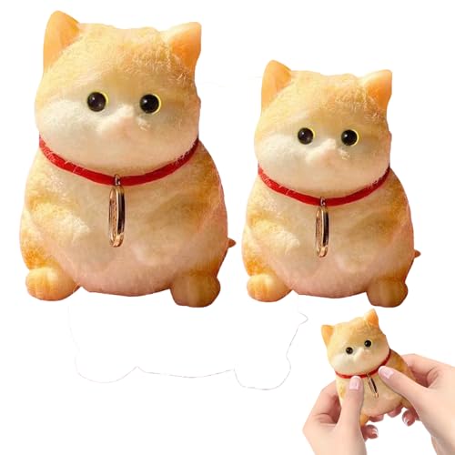 Antistress Spielzeug Stress Katze, 2 Stück Anti Stress Squishy Katze, Flauschige Sensorische Spielzeug, Quetschspielzeug Lustig Anti Stress und Angst Relief für Kinder Erwachsener (Klein+Groß,A) von ACAREY