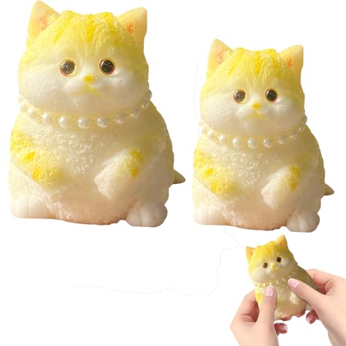 Antistress Spielzeug Stress Katze, 2 Stück Anti Stress Squishy Katze, Flauschige Sensorische Spielzeug, Quetschspielzeug Lustig Anti Stress und Angst Relief für Kinder Erwachsener (Klein+Groß,B) von ACAREY