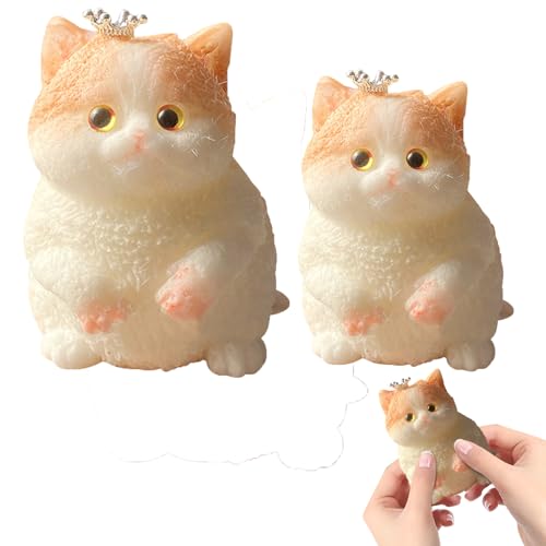 Antistress Spielzeug Stress Katze, 2 Stück Anti Stress Squishy Katze, Flauschige Sensorische Spielzeug, Quetschspielzeug Lustig Anti Stress und Angst Relief für Kinder Erwachsener (Klein+Groß,C) von ACAREY