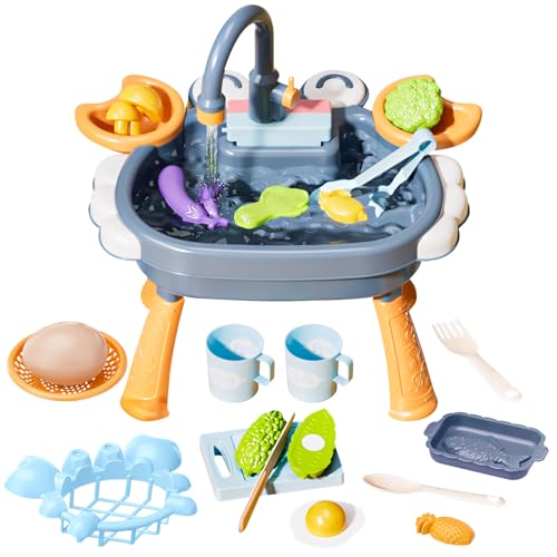 Kinderwaschbecken, 28 Stück Spielzeugzubehör für Spielküche, Matschküche Outdoor, Küche Role Play für Kinder, Wassertisch Outdoor, Wasserspieltisch, Wasserspielzeug für Kinder (B) von ACAREY