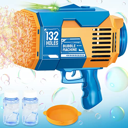 Seifenblasenmaschine Seifenblasenpistole für Kinder, 132 Löcher Seifenblasen Pistole Seifenblasen Hochzeit Deko Seifenblasenspielzeug Geschenk für Kinder, Geburtstag, Party, Bubble Machine (Blau A) von ACAREY