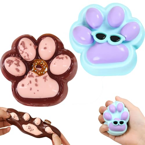 Squishy Katzenpfoten Toy 2 Stück, Fufu Squishy Spielzeuge, Anti Stress Squishy Pfote, Niedlich Anti Stress Spielzeug Squishy, Quetschspielzeug Geschenk für Kinder und Erwachsene (A) von ACAREY