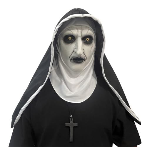 ACBAGI The Nonne Maske Vollkopf Nonne Gruselige Halloween Maske Kostüm Gruselige Nonne Kostüm für Unisex Erwachsene Männer Frauen (Meine Nonne Kostüme 2) von ACBAGI