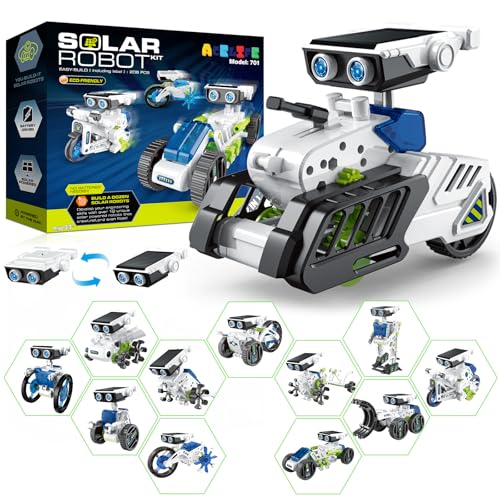 Solar Roboter Spielzeug für Kinder, 12-in-1 Solar Robot Kit Solar oder Wiederaufladbar Batterie Betrieben DIY STEM Bauspielzeug Experimente Spielzeug BausatzJunge ab 8 9 10 11 12 13 Jahren von ACELIFE