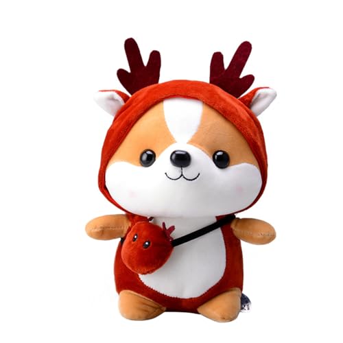 ACMEDE 25cm Shiba Inu Kuscheltier, Corgi Plüschtier mit mit süßem Hut Kawaii Hund Plüschtier Kissen Gefüllte Shiba Inu StofftierAkita Puppe Weiche Plüsch Spielzeug Geschenke für Kinder Baby von ACMEDE