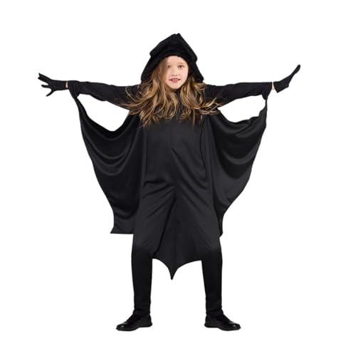 ACMEDE Fledermaus Kostüm Kinder Mädchen Junge 1-11 Jahre, Fledermaus-Cape mit Umhang und Handschuhe Faschingskostüme Vampir Fasching Faschingskostüme Karneval Kostüm von ACMEDE