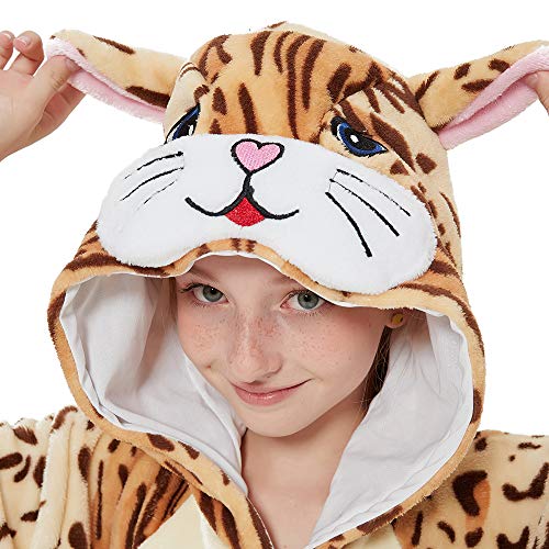 ACOGNA Katzen-Einteiler, Kinderkostüm für Mädchen, Plüschtier, einteiliger Pyjama, Halloween, Weihnachten, Cosplay, Teenager, Nachtwäsche, Katze, 10-11 Jahre von ACOGNA