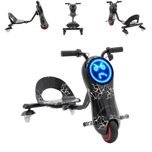 ACROSSPART Kinder Elektro-Drift-Scooter Drift Trike mit 3 Geschwindigkeitsstufen - LED-Beleuchtung - Sitz verstellbar - Bluetooth Driftscooter mit Elektromotor 50 Kg Max von ACROSSPART