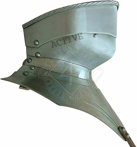 ACTIVE INDUSTRIES Mittelalterlicher Arm LARP Gothic Steel Armor Anzug mit Arm Leder Gorget Weihnachten Arm Kostüm Mittelalter Renaissance Stehkragen Gorget LARP Reenactment Steel Gorget Kostüm, von ACTIVE INDUSTRIES