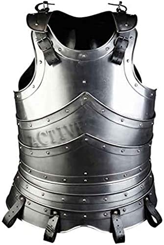 ACTIVE INDUSTRIES Vintage Style Steel Edward Steel Cuirass Half Steel Jacket Costume Silver Beautiful Designer Knight Arm Jacket LARP Costume, Silver, XL-LAURGE von ACTIVE INDUSTRIES