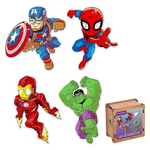 ACTIVE PUZZLES Avengers Holzpuzzle mit verschiedenen Motiven, 17 x 19 cm, 24 Teile von ACTIVE PUZZLES