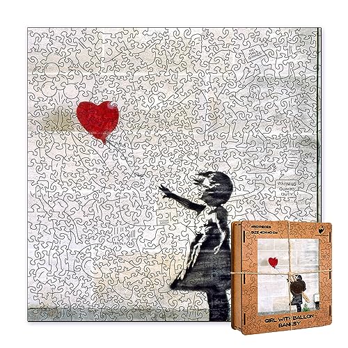 ACTIVE PUZZLES Holzpuzzle für Mädchen mit Ballon, Banksy, mit Teilen in verschiedenen Designs, 40 x 40 cm, 450 Teile von ACTIVE PUZZLES