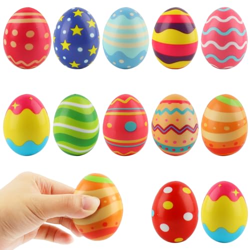 ACTOYS Ostern Antistressball Kinder, Antistressball Erwachsene, Antistressball Ostereier, 12/24 pcs Anti Stress Bälle, Ostergeschenke Kinder (12A) von ACTOYS