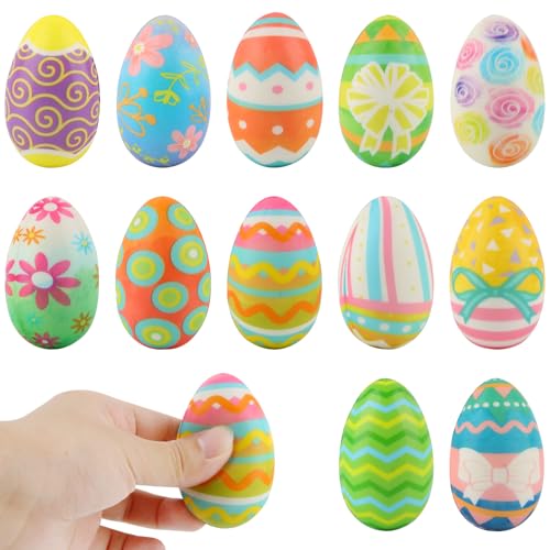 ACTOYS Ostern Antistressball Kinder, Antistressball Erwachsene, Antistressball Ostereier, 12/24 pcs Kinder Anti Stress Bälle, Knautschball, Ostereier Deko, Ostern Deko (12B) von ACTOYS