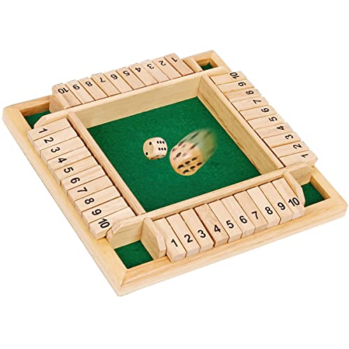 ACTOYS Shut The Box Shut The Box Spiel, Brettspiel aus Holz mit 2 Würfel, Klassisch Würfelspiel, Klappbrett Spiel, Würfelbrett, Brettspiele, Mathespiele für Kinder und Erwachsene, 4 Spieler von ACTOYS