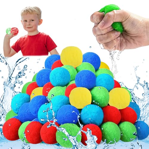 ACTOYS Wasserbomben Wiederverwendbar, 50 Stück Wasserbälle Wiederverwendbar, Wasserbälle, Wiederverwendbare Wasserbomben, Splash Ball, Wasserbomben Kinder Set, Wasserspaß für Sommer-Pool-Strandparty von ACTOYS