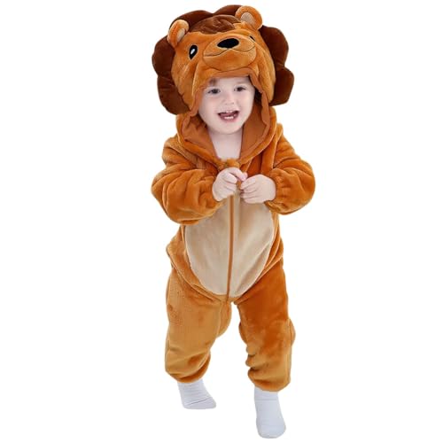 ACWOO Löwen-Kostüm, Tier Kostüm Onesie Kinder, Baby Löwen Drachen Kostüm mit Kapuze, Faschings Kostüm Löwen Kinder Jungen Mädchen, Schlafanzu Nachtwäsche für Halloween Dinosaurier Dress Up Party von ACWOO