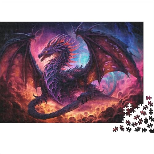 1000-teiliges Puzzle, magischer Fliegender Drache, Puzzle für Erwachsene, Holzpuzzle, Lernspiel für erwachsenes Kind (Größe 75x50 cm) von ADASTE