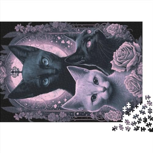 1000-teiliges rechteckiges Puzzle für Erwachsene, Gothic-Katze, kreative Puzzle-Herausforderung, Spielzeugpuzzle für Erwachsene und Kinder (Größe 75x50 cm) von ADASTE