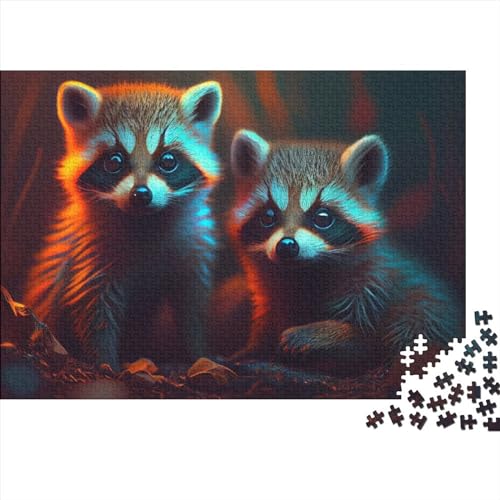 Fantasy-Tier-Waschbär-Puzzle für Erwachsene, 1000-teilige runde Puzzles, herausfordernde Spielgeschenke, 75x50cm von ADASTE