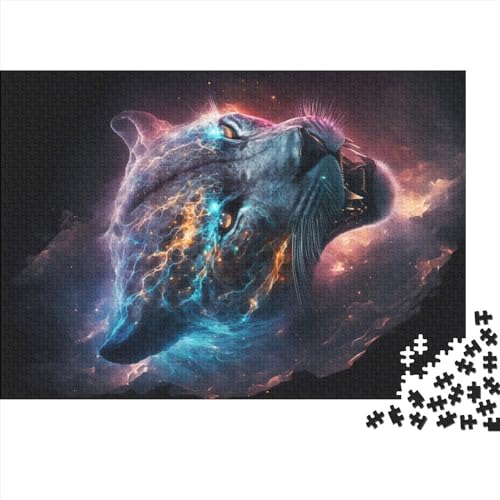 Starry Stealth Panther Holzpuzzle für Erwachsene, 1000 Teile, Puzzle für Erwachsene, Kinder, Familienspiele, Wanddekoration (Größe 75x50 cm) von ADASTE