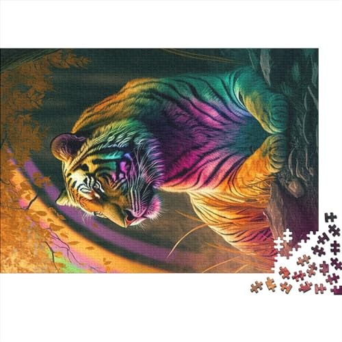 Tiger Bunte Tierpuzzles für Erwachsene 300, Holzpuzzles für Erwachsene, Familienpuzzlespiel Geburtstagsgeschenke (Größe 40x28cm) von ADASTE