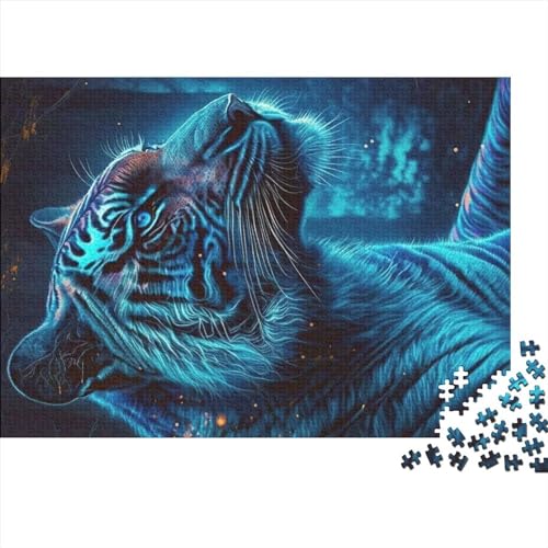 Tiger Neon Puzzles für Erwachsene 300, Holzpuzzles für Erwachsene, Familienpuzzlespiel Geburtstagsgeschenke (Größe 40x28cm) von ADASTE