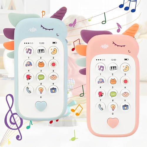 ADDLIVE 2 Stück Baby Handy, Baby Telefon Spielzeug, Kindertelefon mit Musiklichten Musikspielzeug ab 1 Jahr, Lernspaß Smart Phone, Spielzeughandy mit Musiklichten für Mädchen und Jungen von ADDLIVE