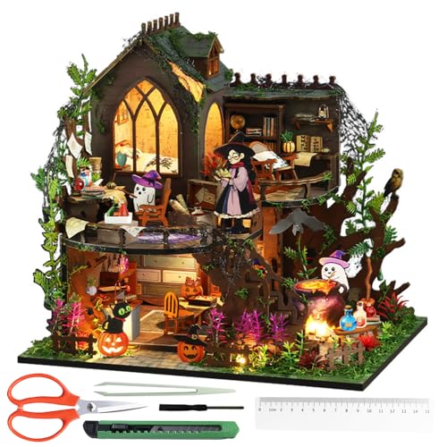 ADDLIVE Book Nook Kit, Miniatur Haus Selber Bauen, DIY Puppenhaus Kit Miniatur 3D, Miniature House Kit mit Möbeln, LED Leuchten, Staubschutzhülle für Dekoration, Geschenken (Zauberhaus) von ADDLIVE