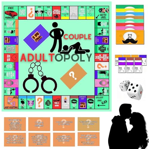 ADDLIVE Adultopoly-Brettspiel, Adultopoly-Brettspiel für Paare, Adultopoly Board Game, Couple Board Game, Monopoly Adult Couple, Brettspiel-Requisiten Zum Aufheizen Der Gefühle für Paare von ADDLIVE