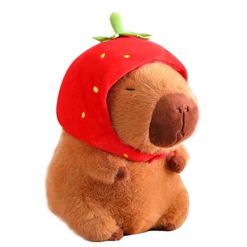 ADDLIVE Capybara Kuscheltier, 23CM Simulation Capybara Plüschtier, Erdbeere Capybara Kuscheltier, Niedlichen Capybara Plush, Capybara Geschenke Capybara Spielzeug für Jungen und Mädchen von ADDLIVE