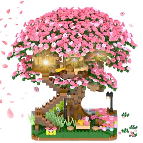 ADDLIVE Kirschblüten Baumhaus, 2008+ Pcs Kirschblüten Set, Bonsai Baum, Sakura Baum Bonsai Baum Bausteine, Mini Kirschblüte Baumhaus Bonsai Baum Bausteine Set, Für Kinder Ab 14 Jahren von ADDLIVE