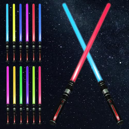 ADDLIVE Lichtschwert Kinder, 2 Stück 12 Farben Duell Laserschwert mit Licht und Sound, Lichtschwert Star Wars, Erweiterbarem Lightsaber-Set für Anziehpartys, Cosplay Spielzeug für Kinder Geschenk von ADDLIVE