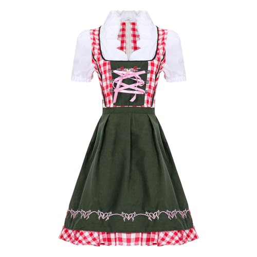 ADMAY Damen Oktoberfest Kostüm Kleid Oktoberfest Traditionelle Volkskostüm Halloween Kleid Karneval Bayerisches Kostüm Party Deutsches Bier Nationaler Stil Bierfest Dienstmädchen Kostüme Fancy Dress von ADMAY