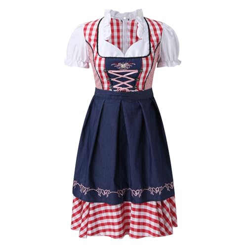 ADMAY Damen Oktoberfest Kostüm Kleid Oktoberfest Traditionelle Volkskostüm Halloween Kleid Karneval Bayerisches Kostüm Party Deutsches Bier Nationaler Stil Bierfest Dienstmädchen Kostüme Fancy Dress von ADMAY